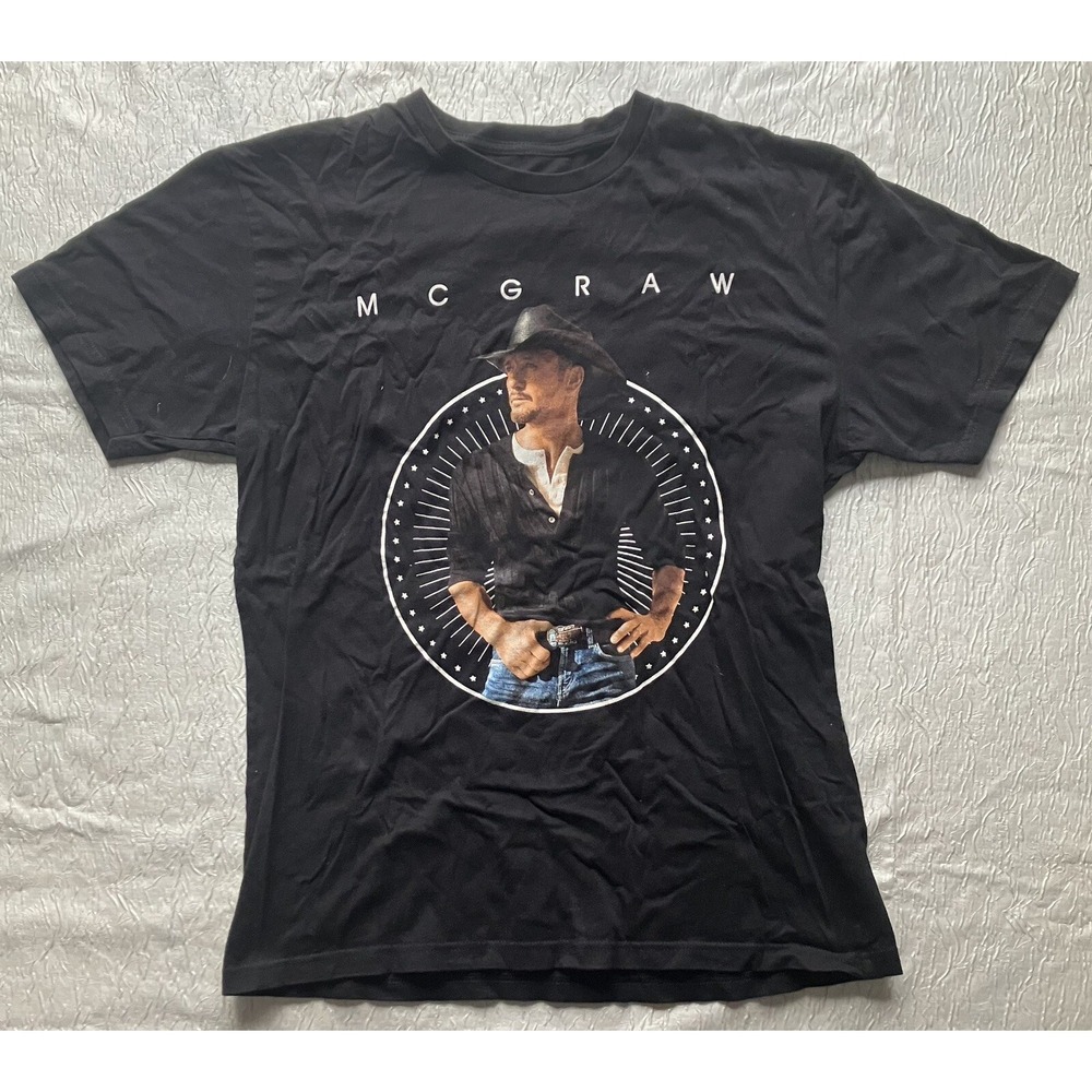 Tim McGraw 2019 Tour T-Shirt Black Graphic Concert Tee Mens Size L Large